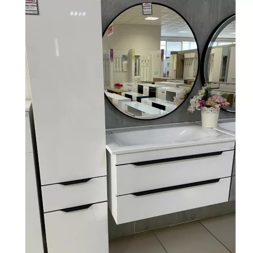 TMP VOX 85 FEHÉR fali fürdőszobabútor - öntött műmárvány mosdóval - 85 x 47 cm