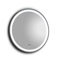   TMP IRON fürdőszoba tükör - FEKETE keret - kerek - LED világítással - érintésmentes kapcsoló - 70 cm