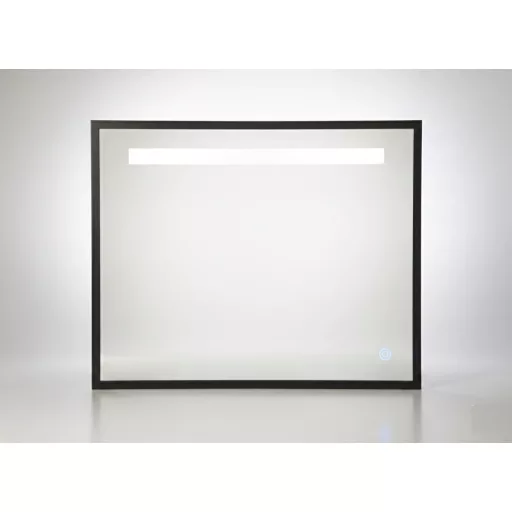 TMP IRON fürdőszobai tükör - FEKETE keret - szögletes - LED világítással - 100 cm
