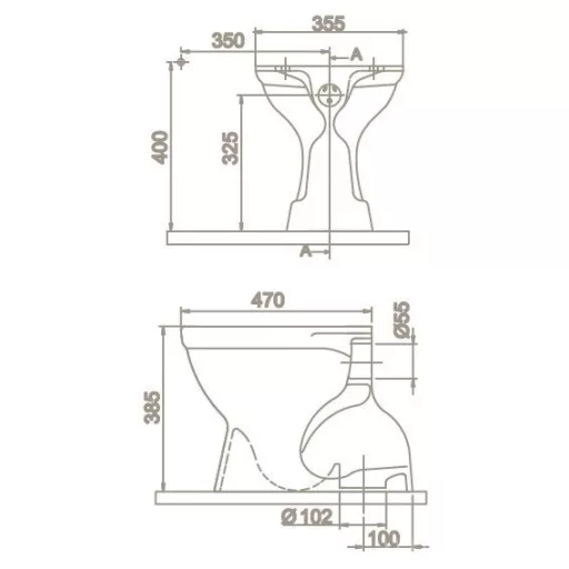CeraStyle WC csésze - padlón álló - porcelán - ALSÓ kifolyású