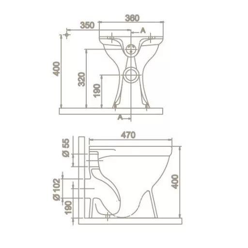 CeraStyle WC csésze - padlón álló - porcelán - HÁTSÓ kifolyású
