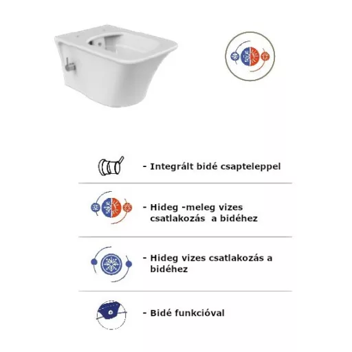 CeraStyle IBIZA fali WC - BEÉPÍTETT bidé funkcióval - rimless - perem nélküli