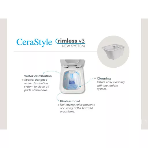 CeraStyle IBIZA fali WC - MATT FEKETE - rimless - perem nélküli