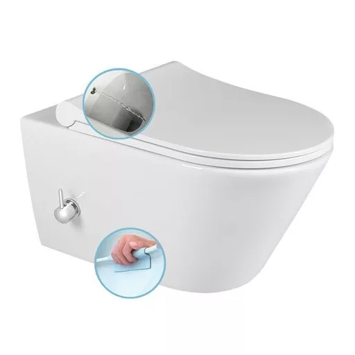 Sanovit AVVA fali WC - BEÉPÍTETT bidé funkcióval - rimless - perem nélküli - 53 cm