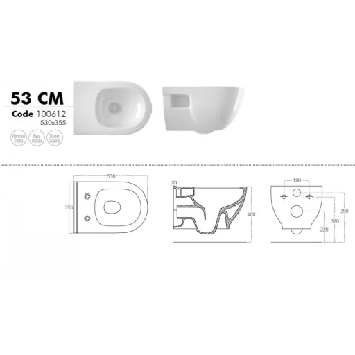 Sanovit BRILLA fali WC - rimless - perem nélküli