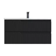   Piramida EURIDIKA fali fürdőszobabútor - műmárvány mosdóval -2 fiókos - PINO FEKETE - 100 x 48 x 53