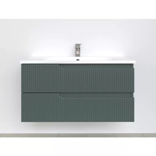 Piramida EURIDIKA fali fürdőszobabútor - műmárvány mosdóval -2 fiókos - PINO ZÖLD - 100 x 48 x 53 cm