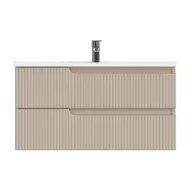   Piramida EURIDIKA fali fürdőszobabútor - műmárvány mosdóval -2 fiókos - PINO BÉZS - 100 x 48 x 53 cm