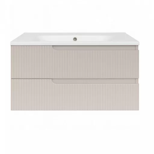 Piramida EURIDIKA fali fürdőszobabútor - műmárvány mosdóval -2 fiókos - PINO BÉZS - 100 x 48 x 53 cm