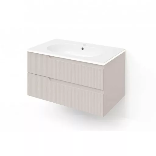 Piramida EURIDIKA fali fürdőszobabútor - műmárvány mosdóval -2 fiókos - PINO BÉZS - 100 x 48 x 53 cm