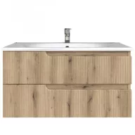   Piramida EURIDIKA fali fürdőszobabútor - műmárvány mosdóval -2 fiókos - PINO TÖLGY - 100 x 48 x 53 cm