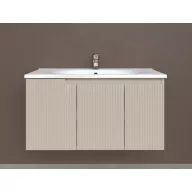   Piramida EURIDIKA fali fürdőszobabútor - műmárvány mosdóval -3 ajtós - PINO BÉZS - 100 x 48 x 53 cm