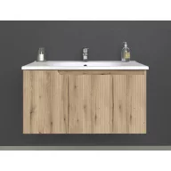   Piramida EURIDIKA fali fürdőszobabútor - műmárvány mosdóval -3 ajtós - PINO TÖLGY - 100 x 48 x 53 cm