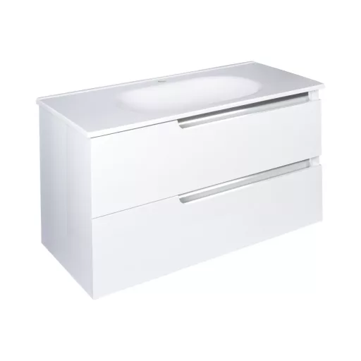 Piramida EURIDIKA fali fürdőszobabútor - műmárvány mosdóval - 2 fiókos - 100 x 48 x 53 cm