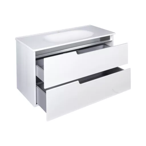 Piramida EURIDIKA fali fürdőszobabútor - műmárvány mosdóval - 2 fiókos - 100 x 48 x 53 cm