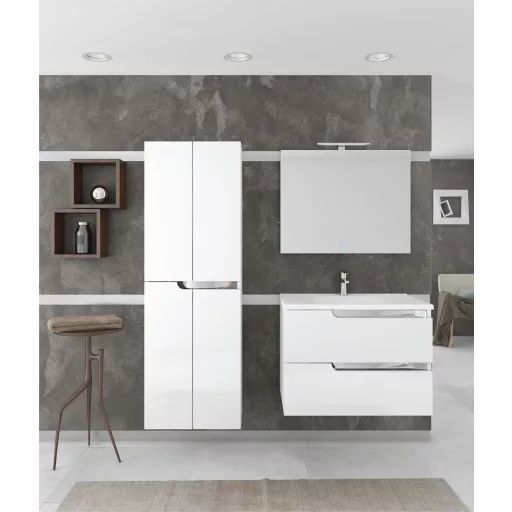 Piramida EURIDIKA fali fürdőszobabútor - műmárvány mosdóval - 2 fiókos - 100 x 48 x 53 cm