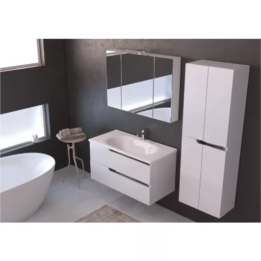 Piramida EURIDIKA fali fürdőszobabútor - műmárvány mosdóval - 2 fiókos - 100 x 48 x 53 cm