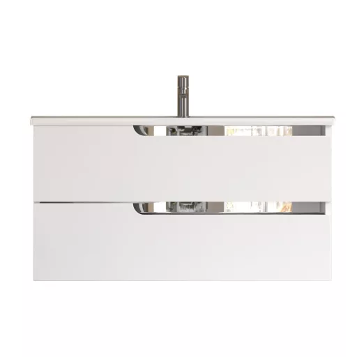 Piramida EURIDIKA fali fürdőszobabútor - műmárvány mosdóval - 2 fiókos - 100 x 48 x 53 cm