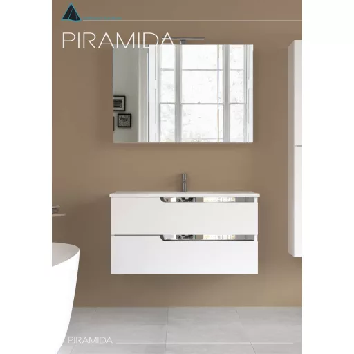 Piramida AKVA Tükrös fürdőszobai szekrény - LED világítással - 100 x 69 x15cm