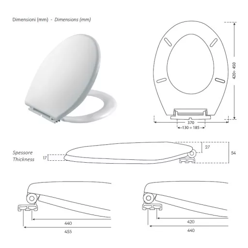 CR ATLANTIC WC ülőke - műanyag PP - állítható méret 42-45 cm x 37 cm