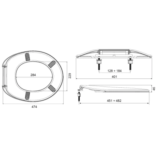 CR SOMBRERO WC ülőke - univerzális - műanyag PP - 46 cm x 40 cm
