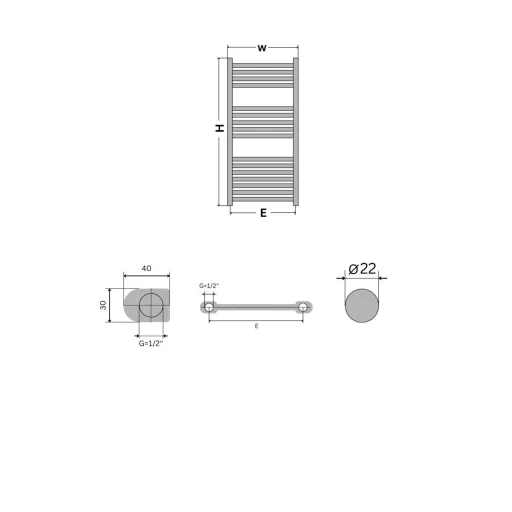 Törölközőszárító radiátor - Viva Platinum Therm - EGYENES - fehér - 500 x 1000 mm