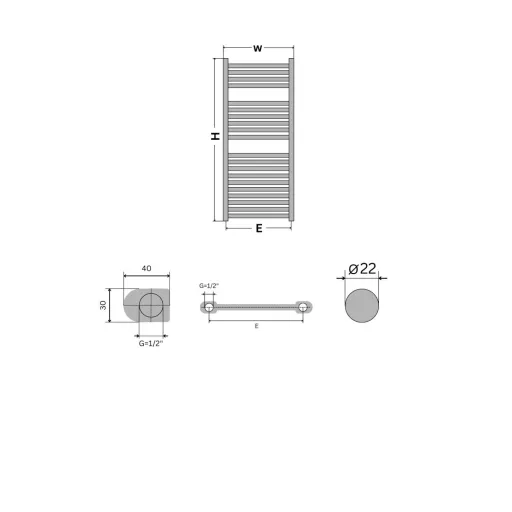 Törölközőszárító radiátor - Viva Platinum Therm - EGYENES - fehér - 500 x 1200 mm
