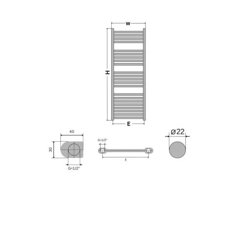 Törölközőszárító radiátor - Viva Platinum Therm - EGYENES - fehér - 500 x 1500 mm