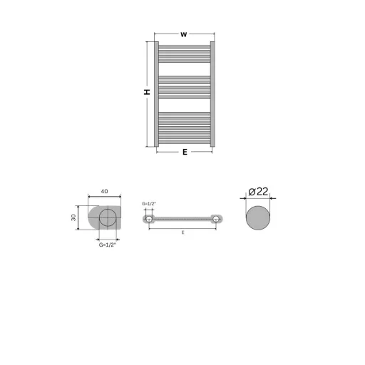Törölközőszárító radiátor - Viva Platinum Therm - EGYENES - fehér - 600 x 800 mm