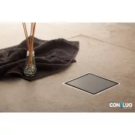   Pestan zuhanyfolyóka Confluo Standard - FEKETE üveg - 10 x 10 cm