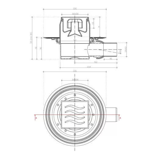 Pestan zuhanyfolyóka Confluo Standard - FEKETE üveg - 10 x 10 cm