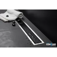   Pestan zuhanyfolyóka Confluo Premium Line FEKETE üveg 55 cm