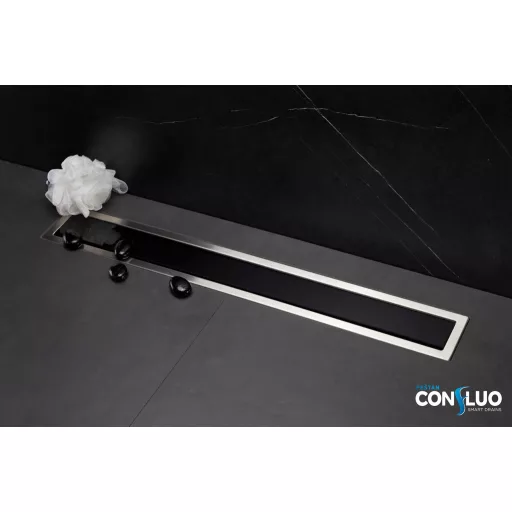 Pestan zuhanyfolyóka Confluo Premium Line FEKETE üveg 75cm