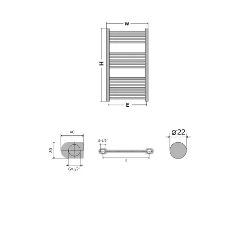 Törölközőszárító radiátor - Viva Platinum Therm - ÍVES - fehér - 600 x 1000 mm