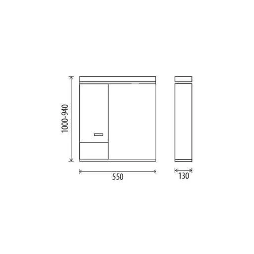 Viva STYLE Tükrös fürdőszobai szekrény LED világítással - BALOS szekrénnyel - 55 x 97 x 17 cm