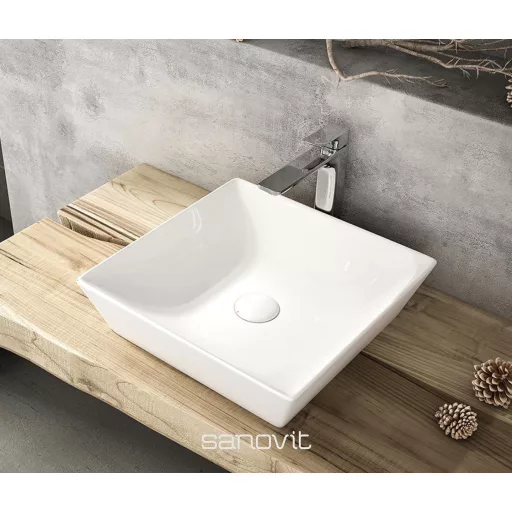 Sanovit DECENTE - PULTRA ültethető - Top Counter - porcelán mosdó -  - 40 x 40 cm