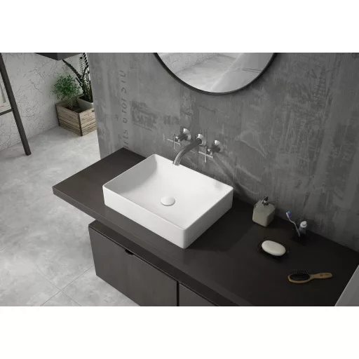 Sanovit SQUARE - PULTRA ültethető - Top Counter - porcelán mosdó -  - 50 x 38 cm