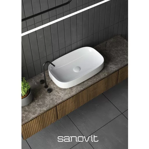 Sanovit MATTEO - PULTRA ültethető - Top Counter - porcelán mosdó -  - 65 x 40 cm