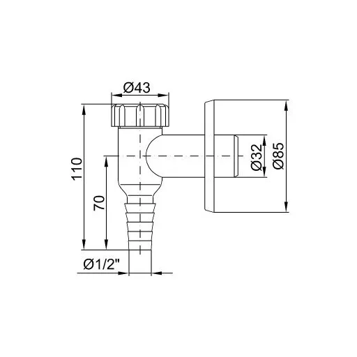 Mosógép / mosogatógép szifon - falon kívüli - KRÓM - Ø 32 mm