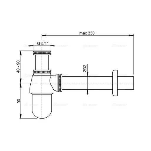 VivaStyle mosdószifon - króm - fém - leeresztővel - Ø 5/4" - Ø 32 mm