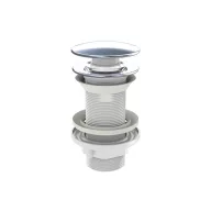   Klikk - klakk PVC leeresztő - KEREK - KRÓM -univerzális- túl/nem túlfolyós mosdóhoz - 5/4" - Ø 65 mm