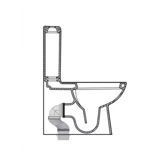 P-bekötőcső Viva ES monoblokkos WC-hez - ALSÓ bekötéshez - 90 / 110 mm