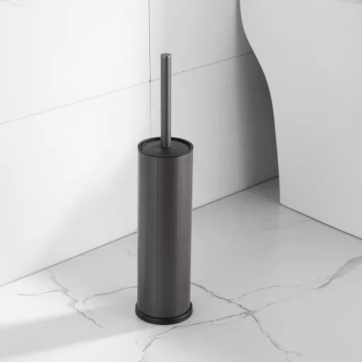 Viva NERO WC-kefe tartó - hengeres - MATT FEKETE - fürdőszobai kiegészítő