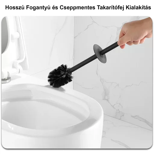 Viva NERO WC-kefe tartó - szögletes - MATT FEKETE - fürdőszobai kiegészítő