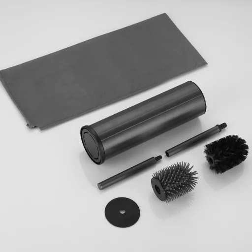 Viva NERO WC-kefe tartó - hengeres - fürdőszobai kiegészítő - GUNMETAL - fegyverszürke