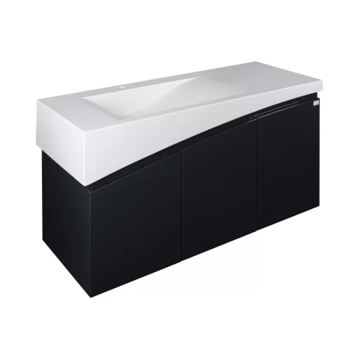 TMP SMYRNA 120 - FEKETE - fali fürdőszobabútor - Akrivit öntött műmárvány mosdóval - 120 x 48,5 cm