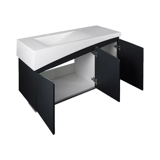 TMP SMYRNA 120 - FEKETE - fali fürdőszobabútor - Akrivit öntött műmárvány mosdóval - 120 x 48,5 cm