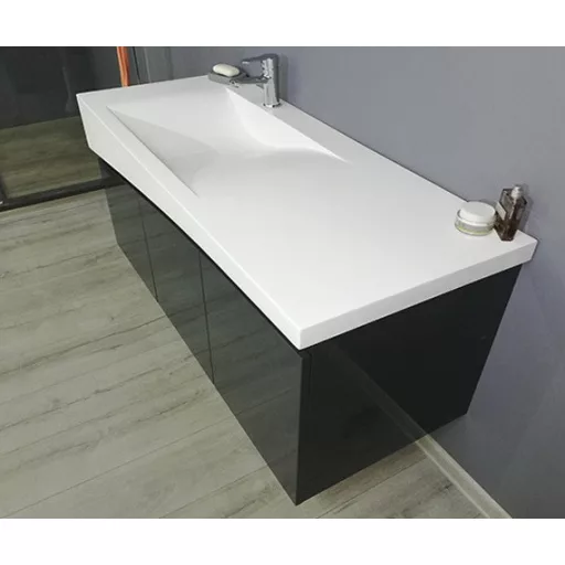 TMP SMYRNA 120 - FEKETE - fali fürdőszobabútor - Akrivit öntött műmárvány mosdóval - 120 x 48,5 cm