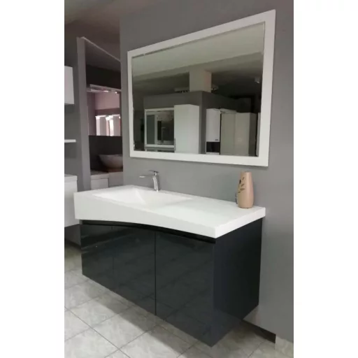 TMP SMYRNA 120 - FEKETE - fali fürdőszobabútor - Akrivit öntött műmárvány mosdóval - 120 x 48,5 cm