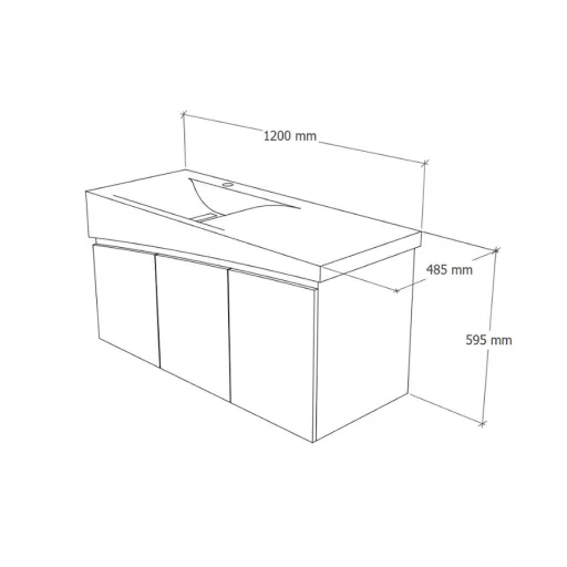 TMP SMYRNA 120 - FEKETE - fali fürdőszobabútor - Akrivit öntött műmárvány mosdóval - 120 x 48,5 cm